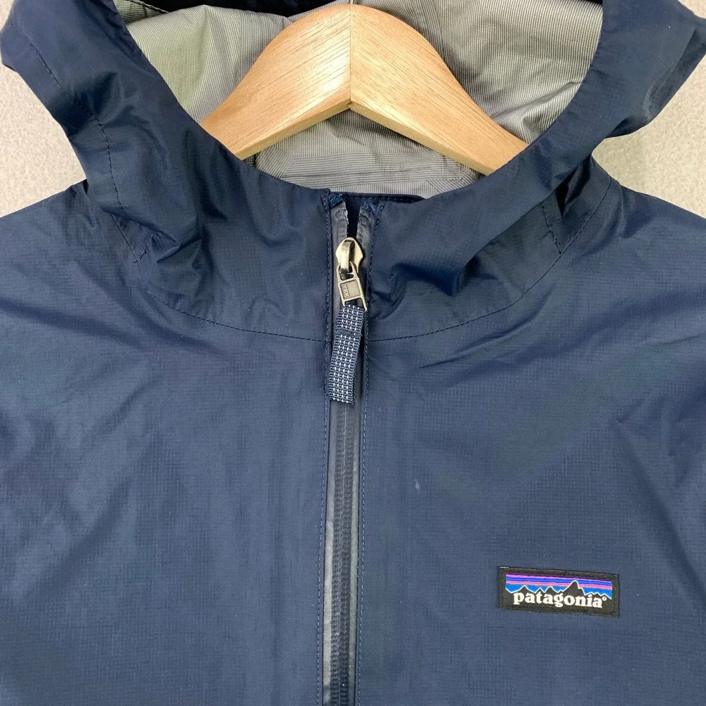 Patagonia Torrentshell Rain Jacket Kids M 10 Blue Outdoor H2No Waterproof Hood
